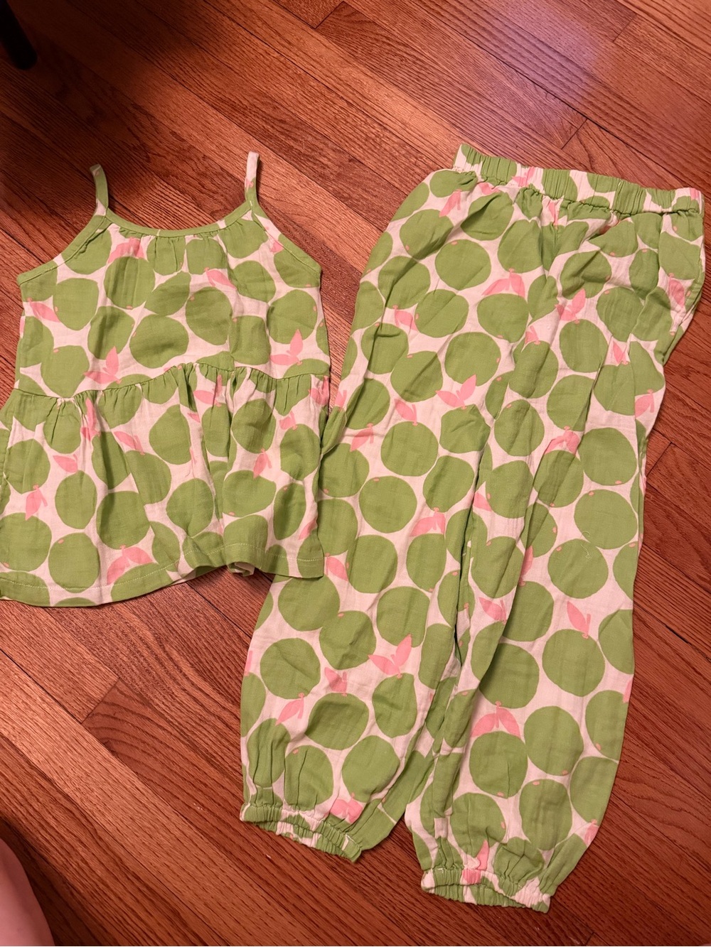 Hanna Andersson Green & Pink Polka Dot Sleeveless Set